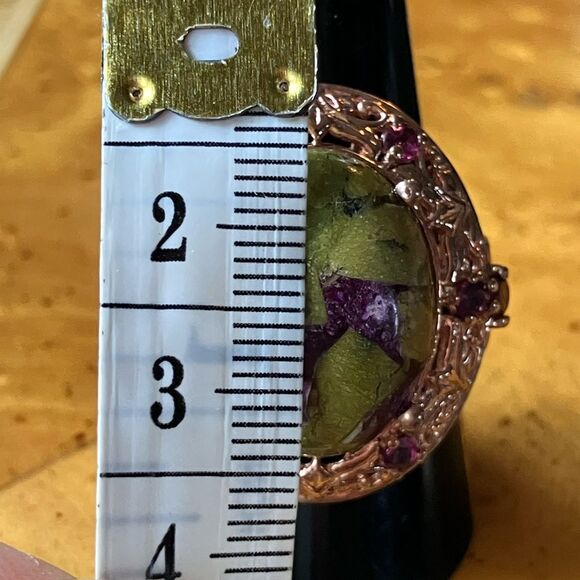 Natural Tasmanian Stichtite Garnet Sterling Silver Cocktail Ring Size 9 - Picture 8 of 11